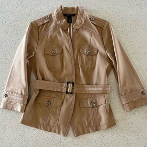 White House Black Market Tan Safari-style Belted Blazer
